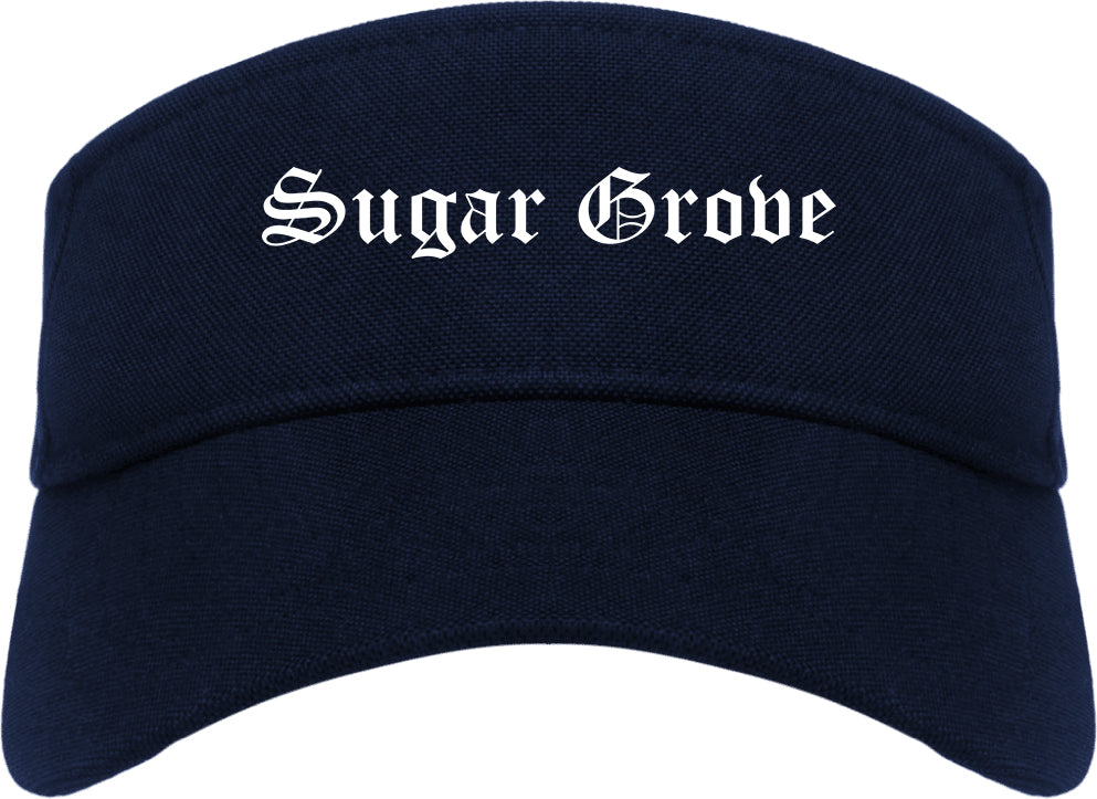 Sugar Grove Illinois IL Old English Mens Visor Cap Hat Navy Blue