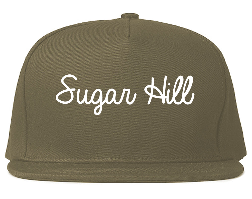 Sugar Hill Georgia GA Script Mens Snapback Hat Grey