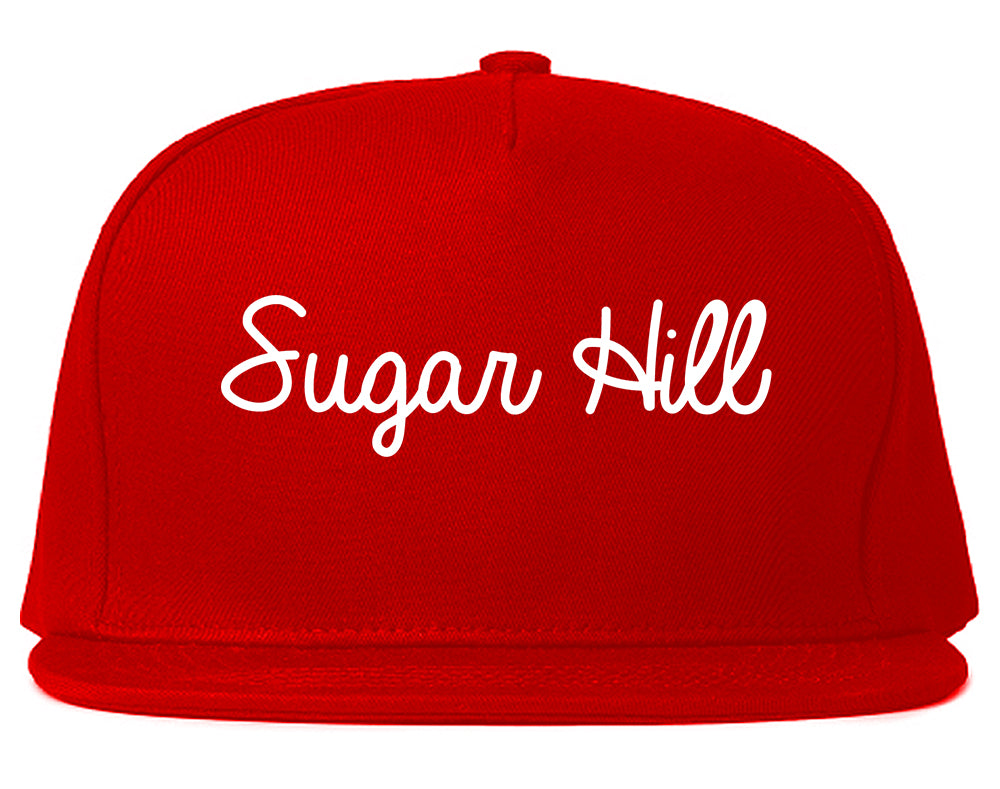 Sugar Hill Georgia GA Script Mens Snapback Hat Red