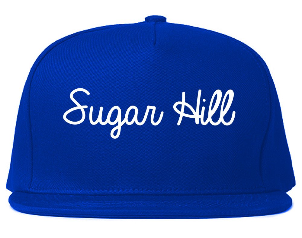Sugar Hill Georgia GA Script Mens Snapback Hat Royal Blue