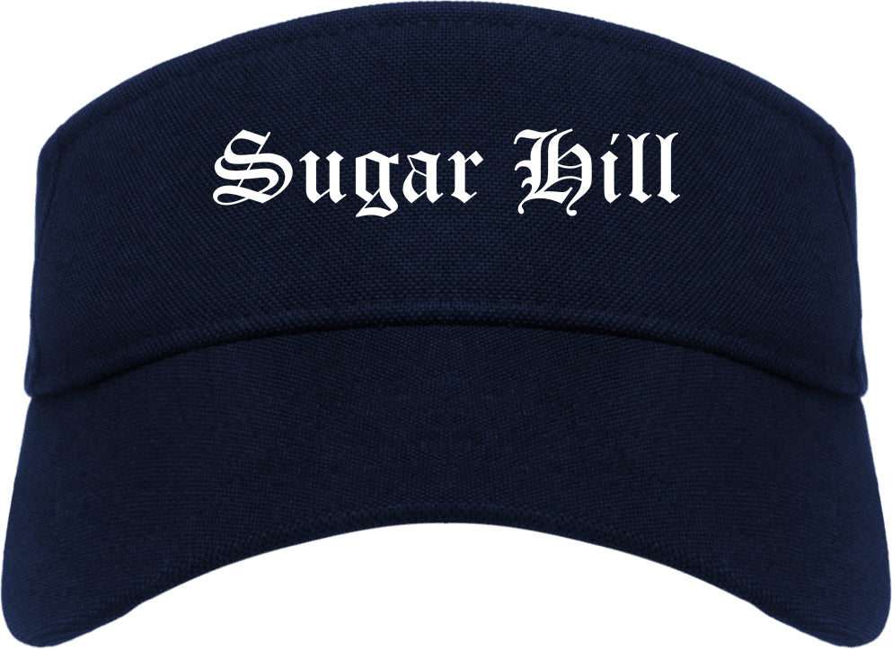 Sugar Hill Georgia GA Old English Mens Visor Cap Hat Navy Blue