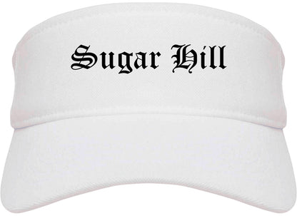 Sugar Hill Georgia GA Old English Mens Visor Cap Hat White