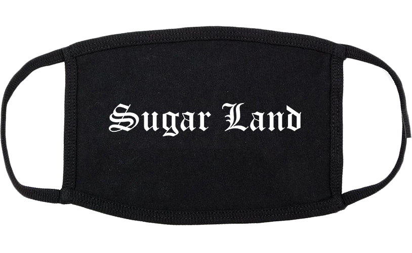 Sugar Land Texas TX Old English Cotton Face Mask Black