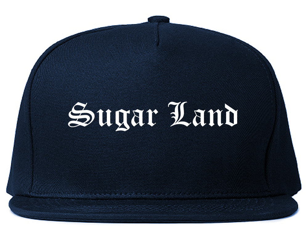 Sugar Land Texas TX Old English Mens Snapback Hat Navy Blue