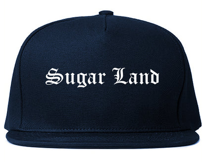 Sugar Land Texas TX Old English Mens Snapback Hat Navy Blue