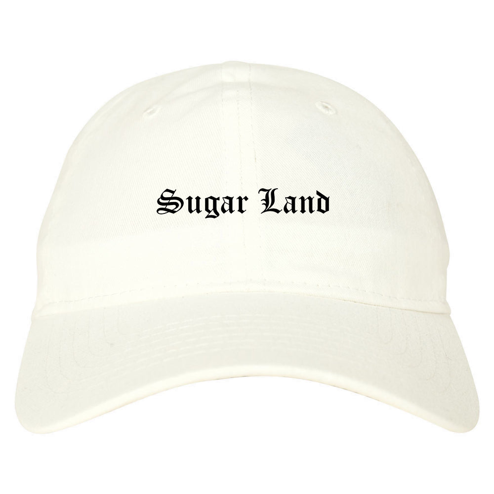 Sugar Land Texas TX Old English Mens Dad Hat Baseball Cap White