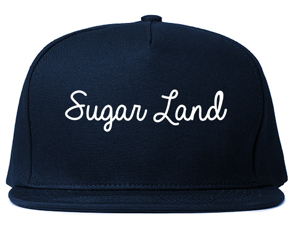 Sugar Land Texas TX Script Mens Snapback Hat Navy Blue