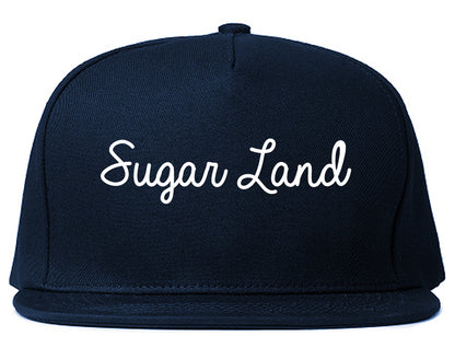 Sugar Land Texas TX Script Mens Snapback Hat Navy Blue
