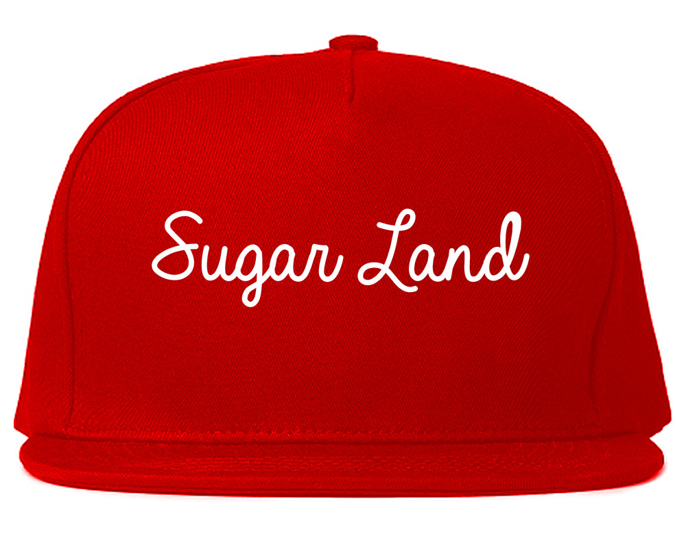 Sugar Land Texas TX Script Mens Snapback Hat Red