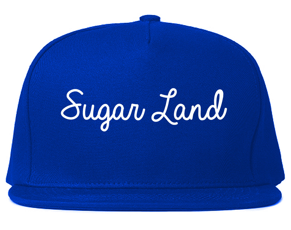 Sugar Land Texas TX Script Mens Snapback Hat Royal Blue