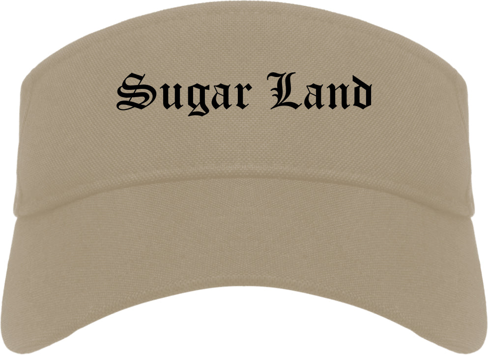 Sugar Land Texas TX Old English Mens Visor Cap Hat Khaki