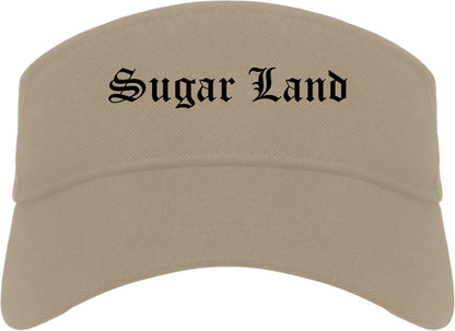 Sugar Land Texas TX Old English Mens Visor Cap Hat Khaki