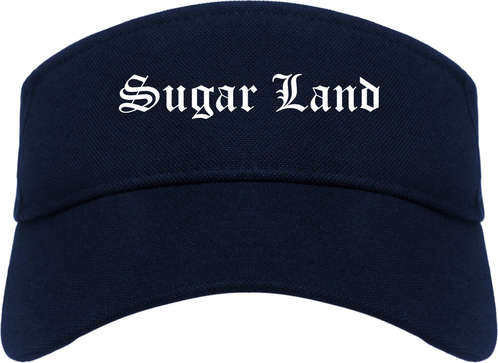 Sugar Land Texas TX Old English Mens Visor Cap Hat Navy Blue