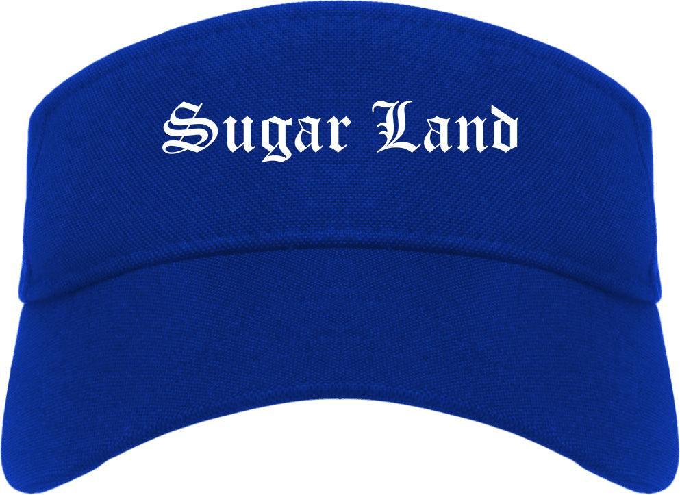 Sugar Land Texas TX Old English Mens Visor Cap Hat Royal Blue