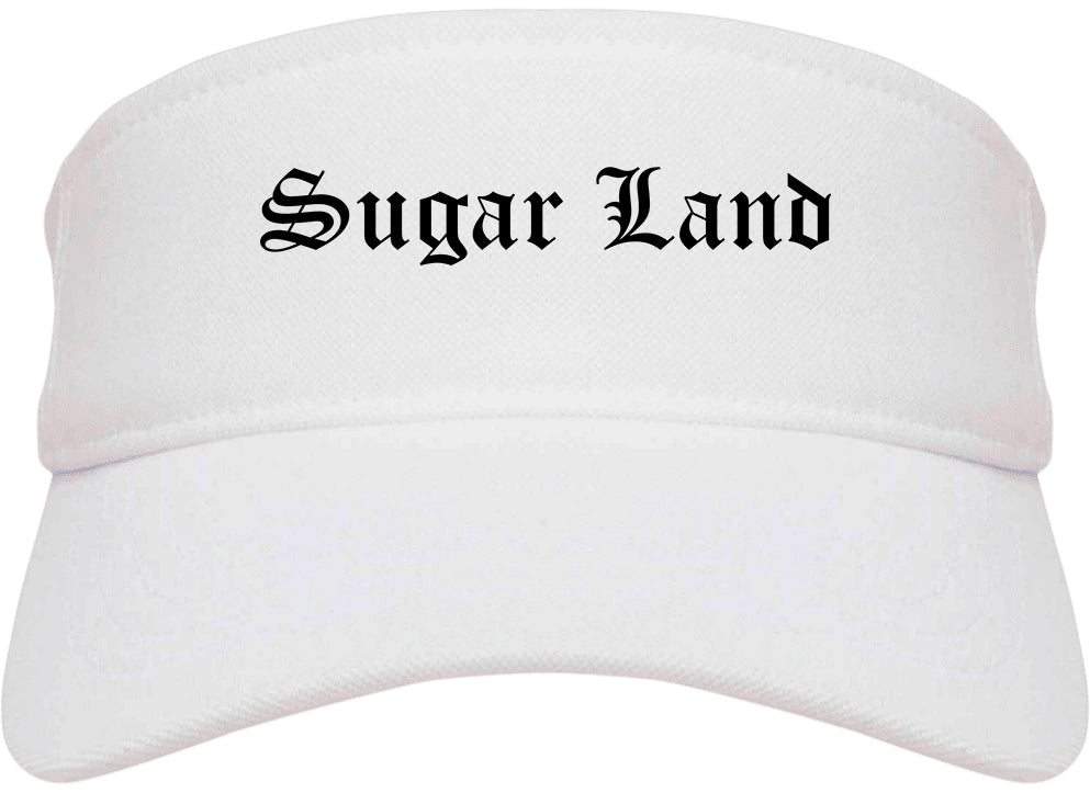 Sugar Land Texas TX Old English Mens Visor Cap Hat White