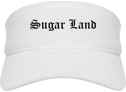 Sugar Land Texas TX Old English Mens Visor Cap Hat White