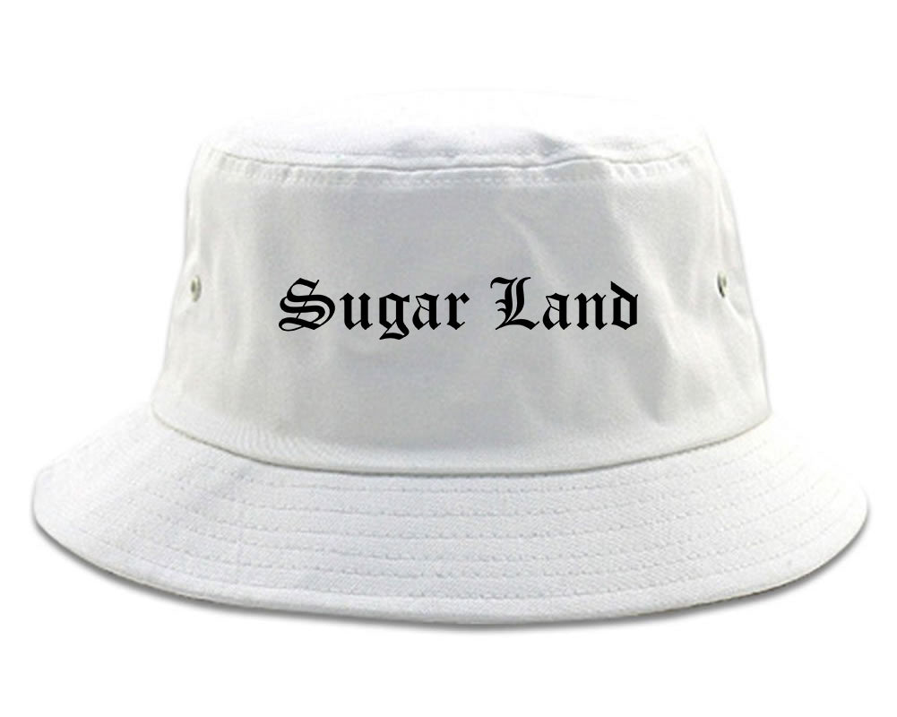 Sugar Land Texas TX Old English Mens Bucket Hat White
