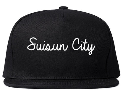 Suisun City California CA Script Mens Snapback Hat Black