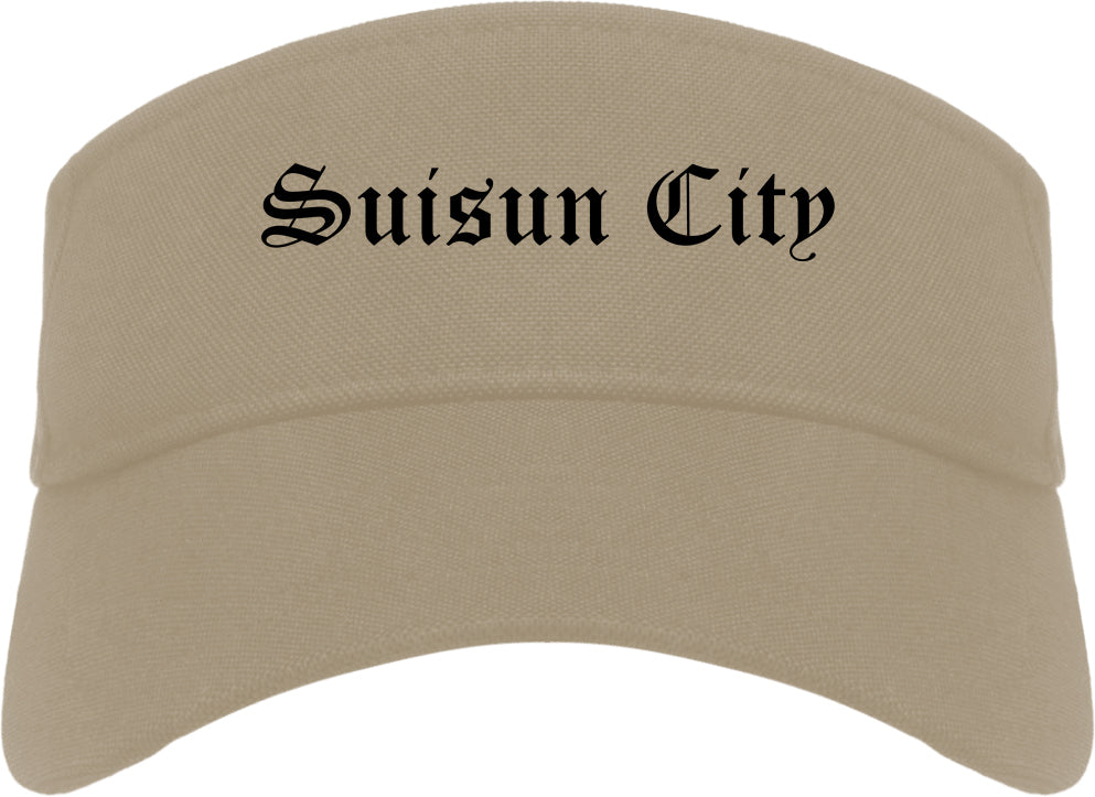 Suisun City California CA Old English Mens Visor Cap Hat Khaki