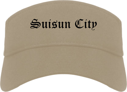 Suisun City California CA Old English Mens Visor Cap Hat Khaki