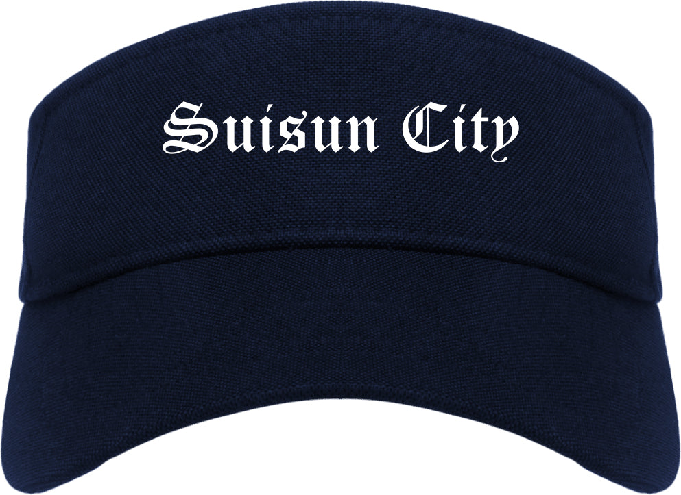 Suisun City California CA Old English Mens Visor Cap Hat Navy Blue