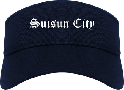 Suisun City California CA Old English Mens Visor Cap Hat Navy Blue