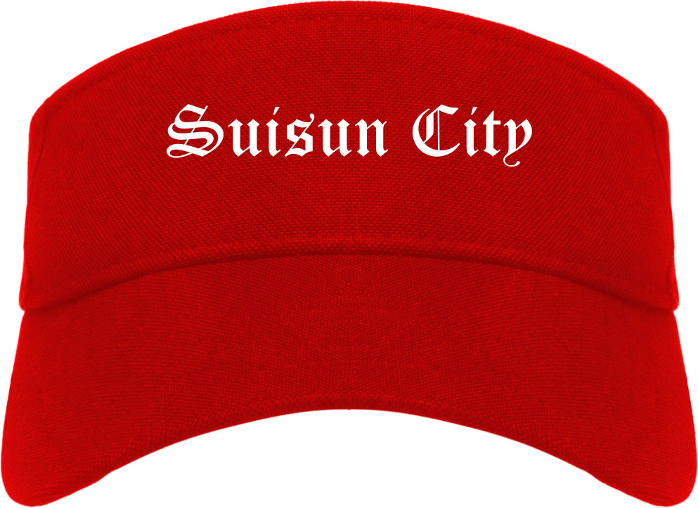 Suisun City California CA Old English Mens Visor Cap Hat Red