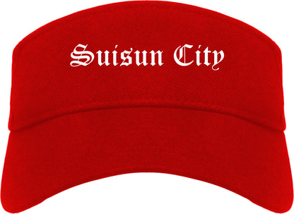Suisun City California CA Old English Mens Visor Cap Hat Red