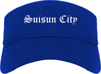 Suisun City California CA Old English Mens Visor Cap Hat Royal Blue