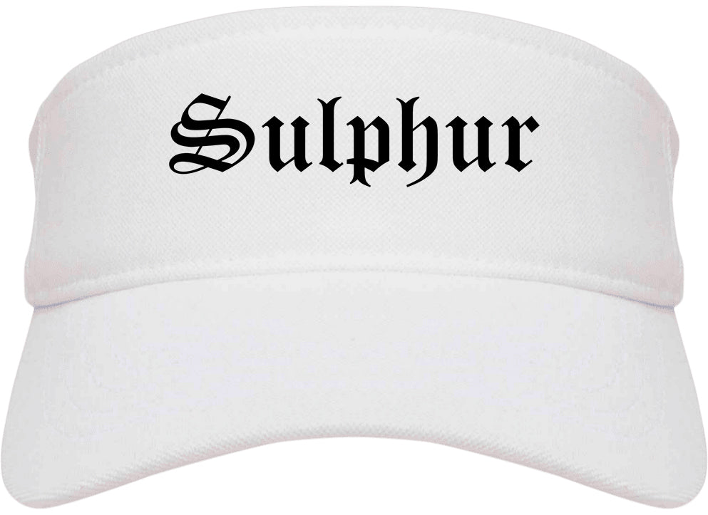 Sulphur Louisiana LA Old English Mens Visor Cap Hat White