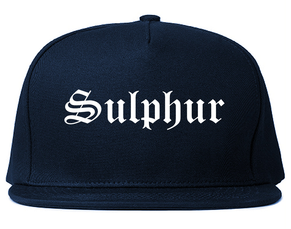 Sulphur Oklahoma OK Old English Mens Snapback Hat Navy Blue