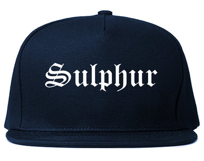 Sulphur Oklahoma OK Old English Mens Snapback Hat Navy Blue