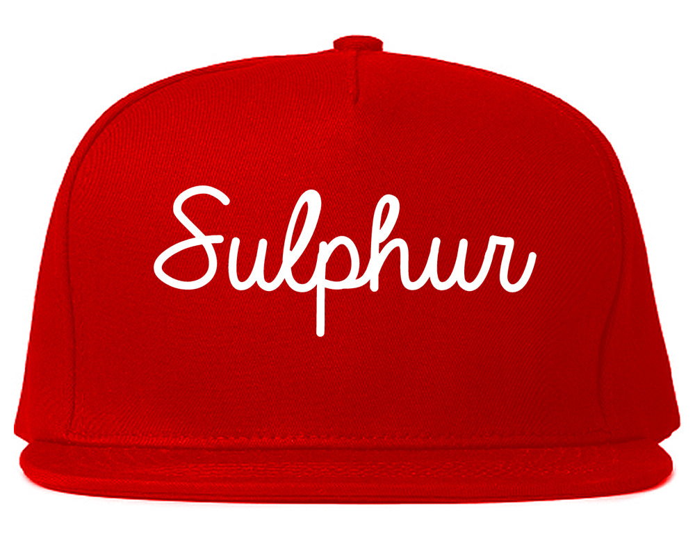 Sulphur Oklahoma OK Script Mens Snapback Hat Red