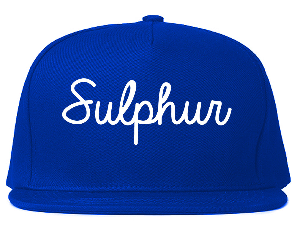Sulphur Oklahoma OK Script Mens Snapback Hat Royal Blue