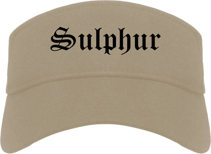 Sulphur Oklahoma OK Old English Mens Visor Cap Hat Khaki