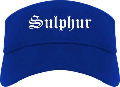 Sulphur Oklahoma OK Old English Mens Visor Cap Hat Royal Blue