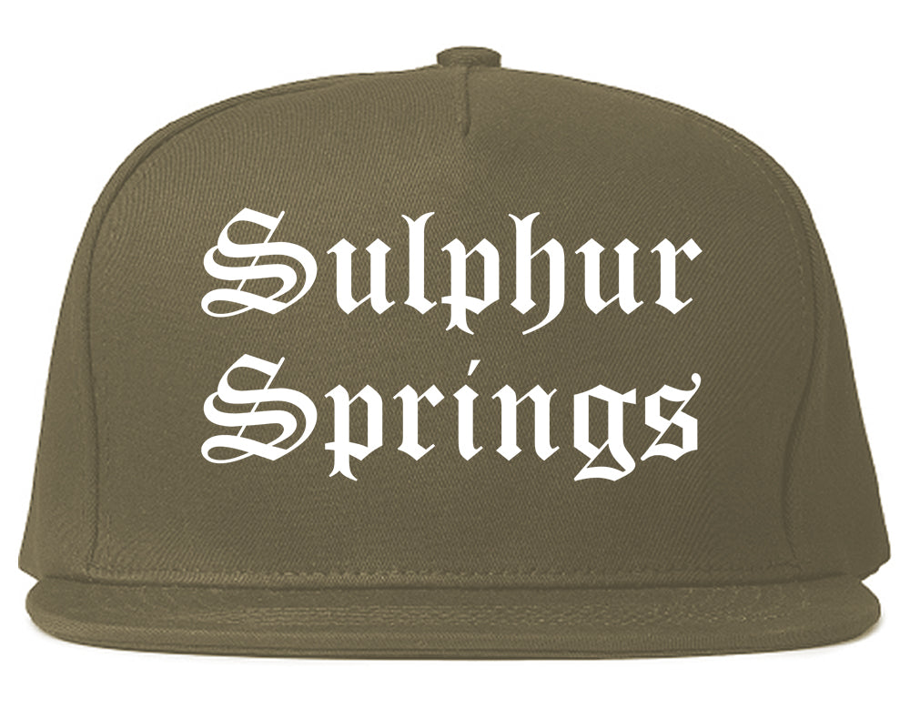 Sulphur Springs Texas TX Old English Mens Snapback Hat Grey
