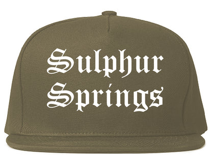 Sulphur Springs Texas TX Old English Mens Snapback Hat Grey