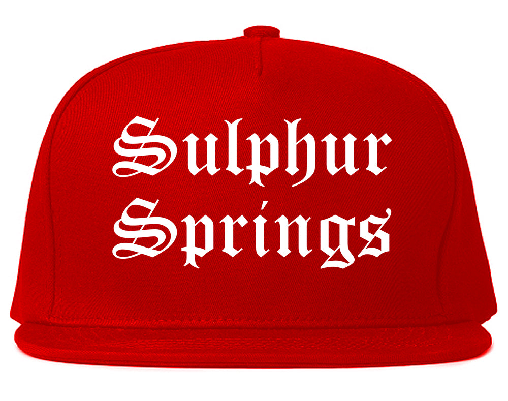 Sulphur Springs Texas TX Old English Mens Snapback Hat Red