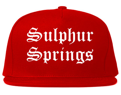 Sulphur Springs Texas TX Old English Mens Snapback Hat Red