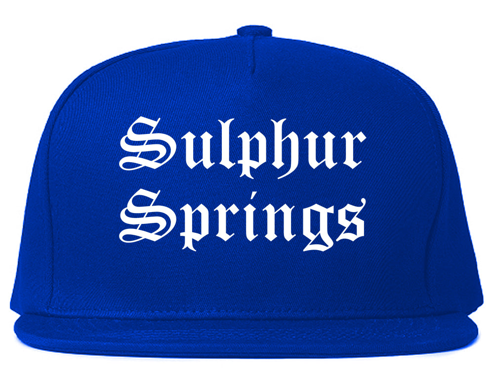 Sulphur Springs Texas TX Old English Mens Snapback Hat Royal Blue