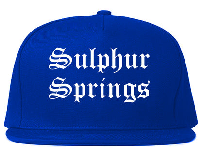 Sulphur Springs Texas TX Old English Mens Snapback Hat Royal Blue