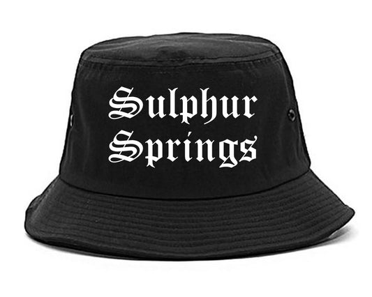 Sulphur Springs Texas TX Old English Mens Bucket Hat Black