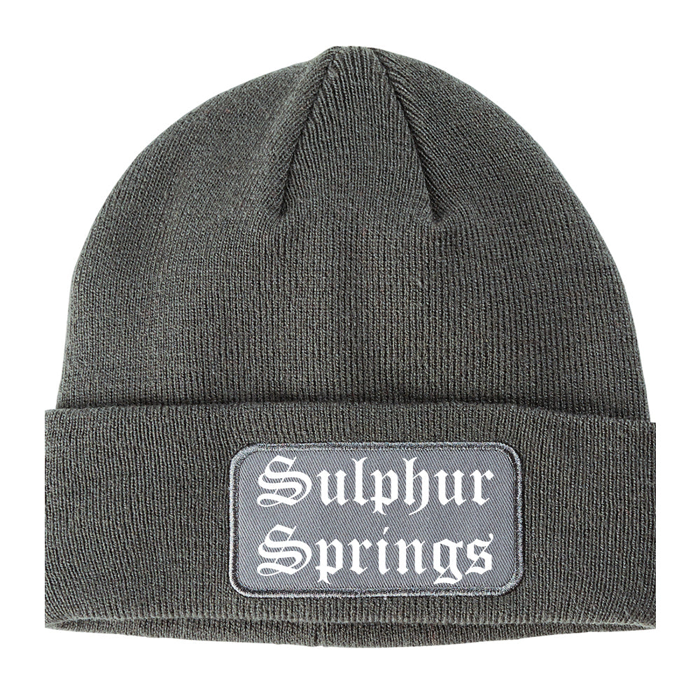 Sulphur Springs Texas TX Old English Mens Knit Beanie Hat Cap Grey