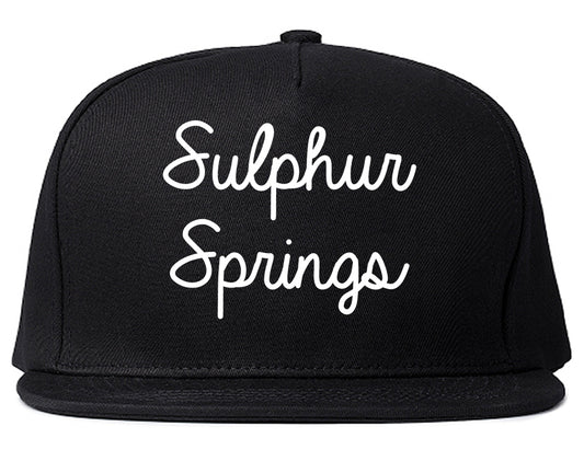 Sulphur Springs Texas TX Script Mens Snapback Hat Black