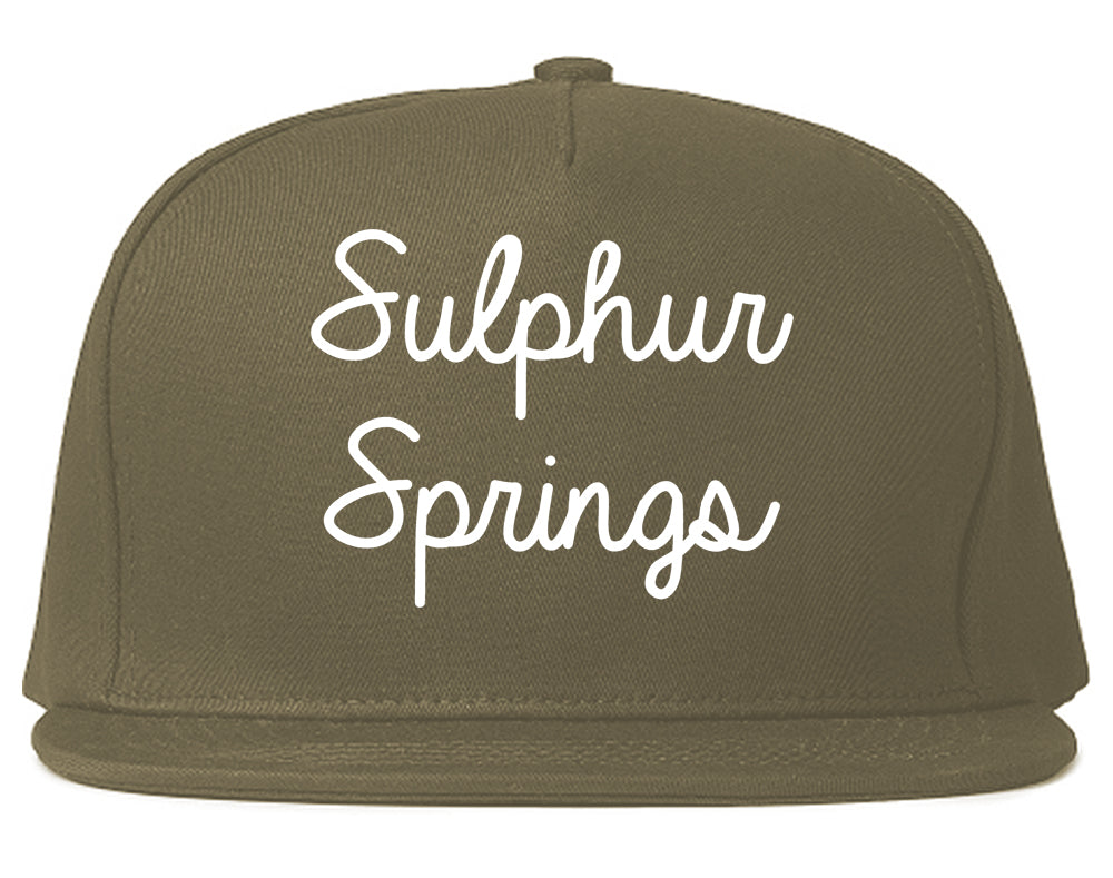 Sulphur Springs Texas TX Script Mens Snapback Hat Grey
