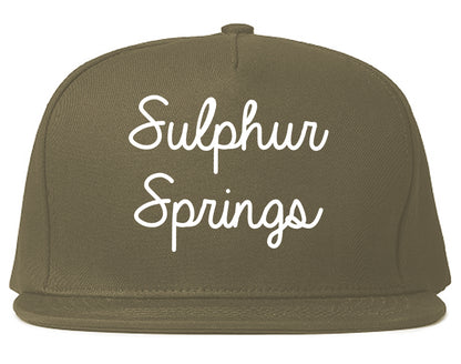 Sulphur Springs Texas TX Script Mens Snapback Hat Grey