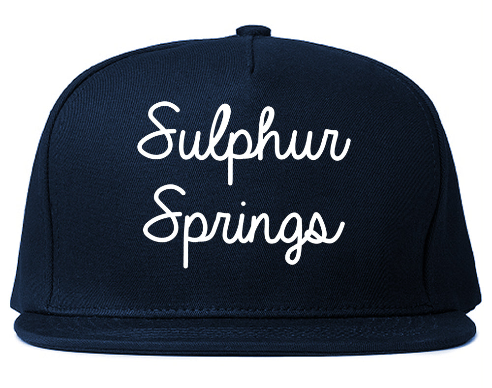 Sulphur Springs Texas TX Script Mens Snapback Hat Navy Blue