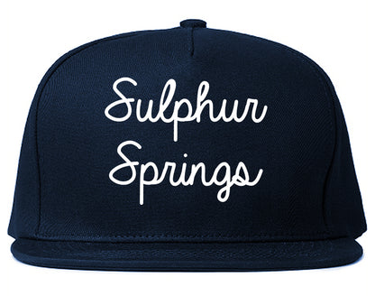 Sulphur Springs Texas TX Script Mens Snapback Hat Navy Blue