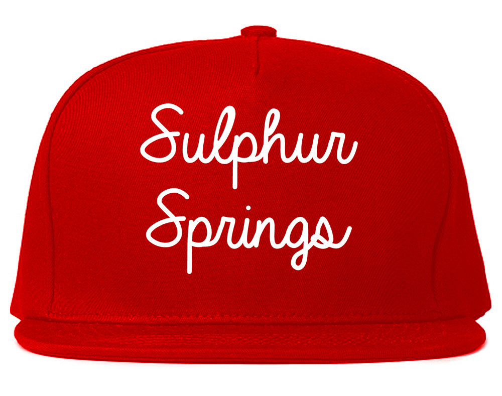 Sulphur Springs Texas TX Script Mens Snapback Hat Red
